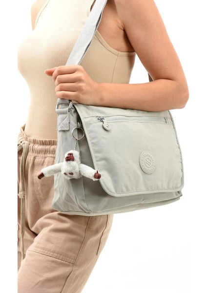 Suya Dayanıklı Unisex Çapraz Askılı Okul ve Omuz Çantası, Gri Renk modelleri