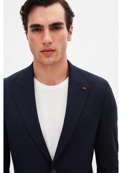 Slim Fit Lacivert Armürlü Takim Elbise modelleri