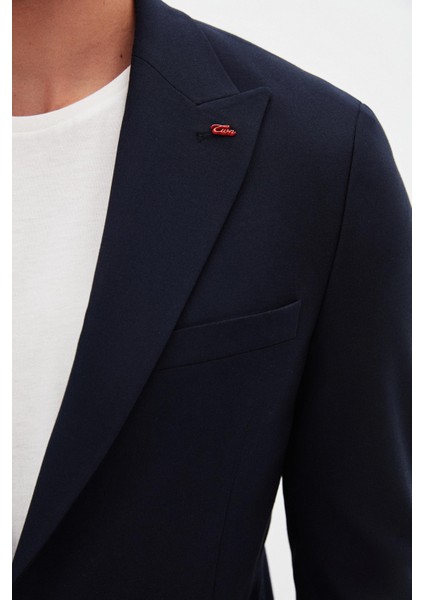 Slim Fit Lacivert Armürlü Takim Elbise fırsatları