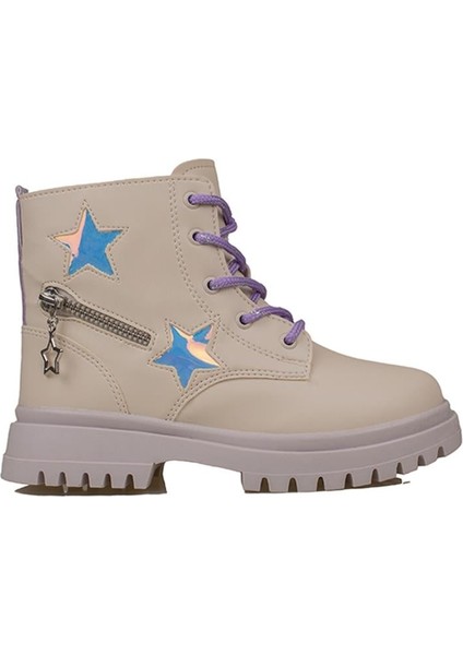 Krem Kız Çocuk Yıldız Detaylı Lux Bot