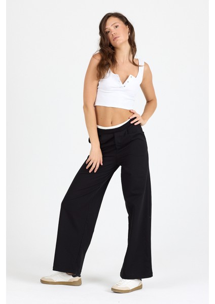 Kadın Kemeri 2 Renk Detaylı Ispanyol Paça Pantolon 5006 modelleri