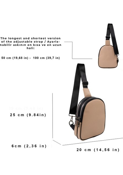 Koyu Bej Doğal Vücut Çapraz Çanta Şık ve Hafif Tasarım