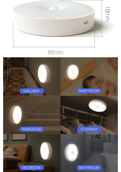 USB Şarjlı LED Işık Seti, Hareket Sensörlü, Mıknatıslı, Gece Kullanım Için Ideal 4 Adet modelleri