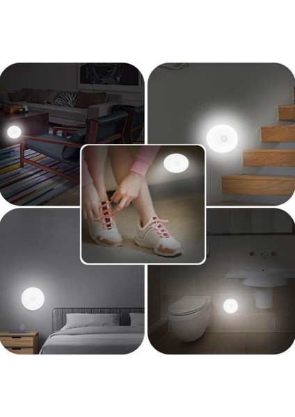 USB Şarjlı LED Işık Seti, Hareket Sensörlü, Mıknatıslı, Gece Kullanım Için Ideal 4 Adet