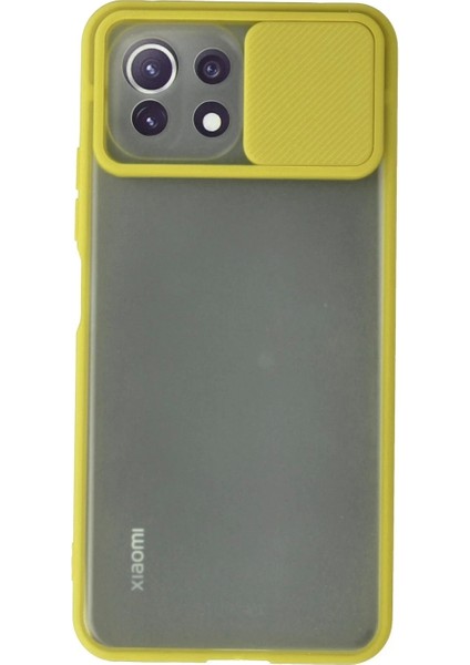 Xiaomi Mi 11 Lite Kılıf Palm Buzlu Kamera Sürgülü Silikon - Sarı