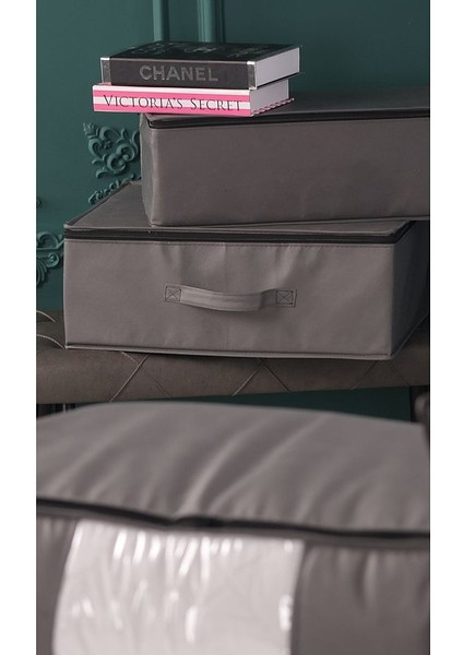 5'li Set 53 x 44 x 21 cm Baza Altı & Dolap Içi Organizer, Yorgan & Yastık Düzenleyici Hurç Antrasit modelleri