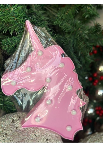 Pembe Unicorn Kafası LED Işıklı Gece Lambası, Duvar ve Masa Dekorasyonu fiyatları