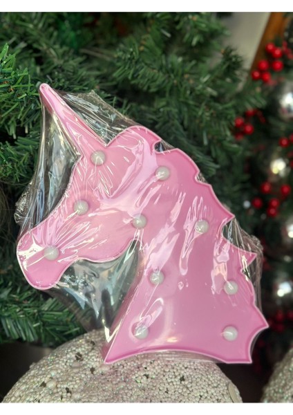 Pembe Unicorn Kafası LED Işıklı Gece Lambası, Duvar ve Masa Dekorasyonu modelleri