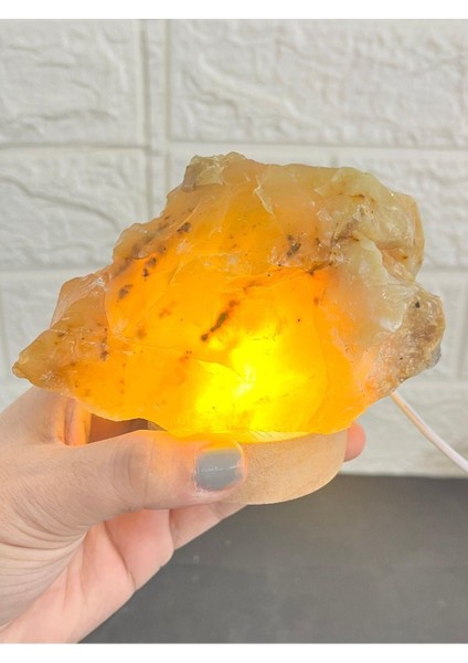 Sarı Doğal Taşlı Güzel Rüya Lambası, Şık ve Doğal Dekorasyon Ürünü