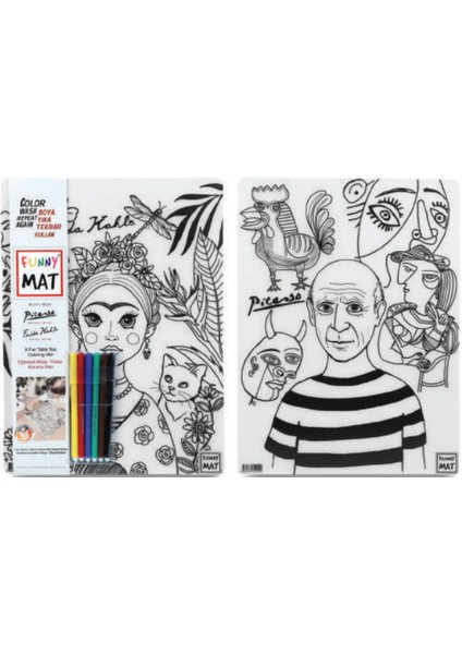 Funny Mat - Pıcasso ve Frıda Kahlo 6'lı Kalem Hediyeli 30 x 40 cm