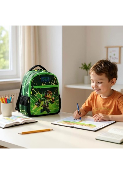 Lisanslı Maycraft Creeper Ilkokul Sırt Çantası, Beslenme Çantası ve Kalemlik Seti indirimleri