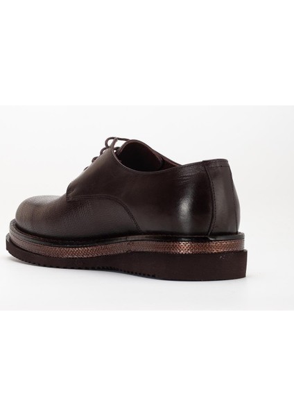Hakiki Deri Erkek Klasik Ayakkabı Kahve Kalın Taban Bağlı Yüzüdüz indirimleri