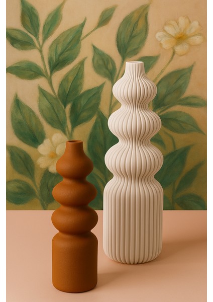 Aura Ikili Dekoratif Vazo Seti - 3D Baskı