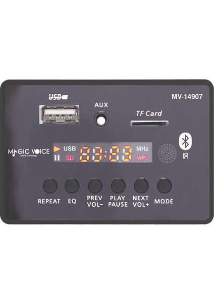 MV-14907 Usb-Sd-Aux-Bluetooth Mikrofonlu Kumandalı Ekranlı Oto Teyp Çevirici Dijital Player Board