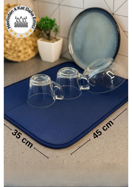 Süper Emici Bulaşık Kurutma Matı, Tezgah Üstü Bulaşıklık, Lacivert fiyatları