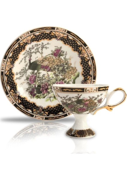 Altı Adet Kahverengi Ayaklı Türk Kahvesi Fincanı Seti