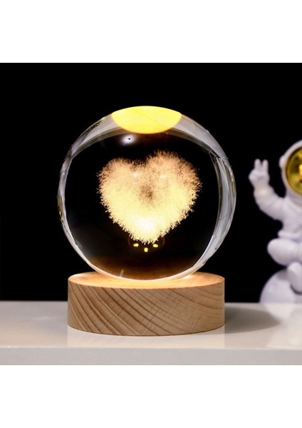 Renkli LED Işıklı Cam Kalp Küre 8cm, Şık ve Sevgi Dolu Dekor Ürünü