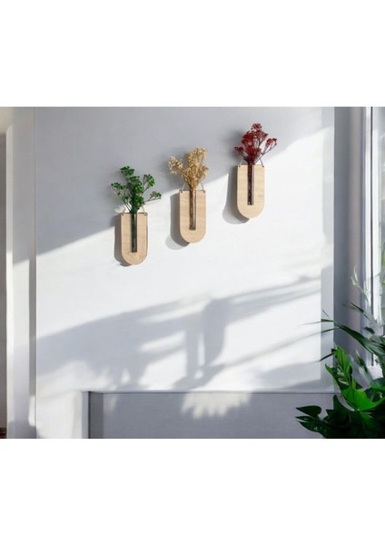 Ahşap 3'lü Duvar Çiçekliği Kahverengi, Dekoratif ve Şık Tasarım fiyatları