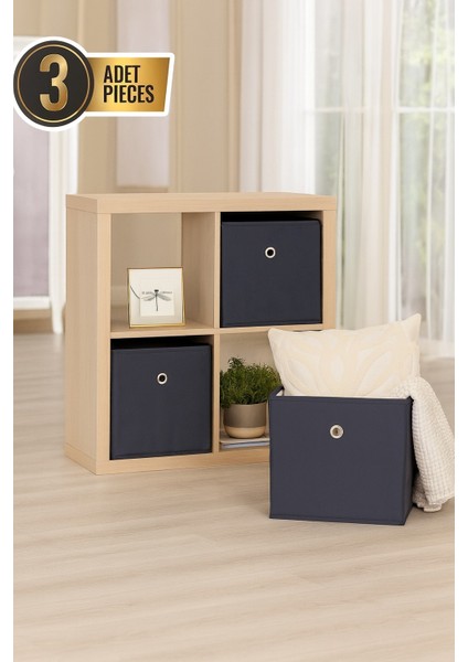 Raf Organizer 3'lü Set, Organizer Düzenleyici Kutu, Antrasit