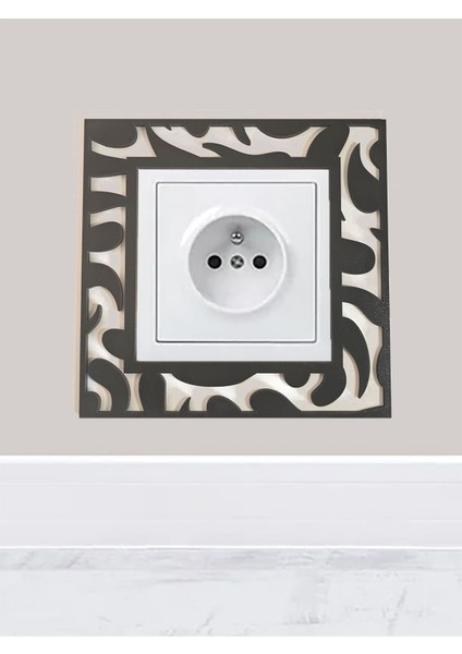 Şık Ahşap Desenli Priz Çerçevesi ve Süs Seti, 5'li Siyah fırsatları