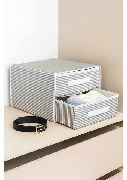 2 Bölmeli Kumaş Çekmece Organizer – 31 x 30 x 22 cm