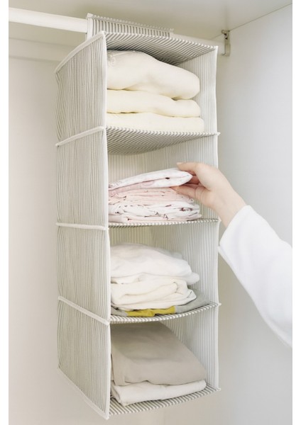 Askılı Dolap Içi Düzenleyici Raf – 24 x 29 x 64 cm | 4 Gözlü Katlanabilir Kumaş Organizer