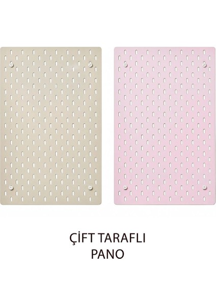 Skadis Çift Taraflı Çok Amaçlı Pano, Bej ve Pembe, 36X56 cm