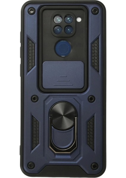 Xiaomi Redmi Note 9 Kılıf Pars Lens Yüzüklü Silikon - Lacivert