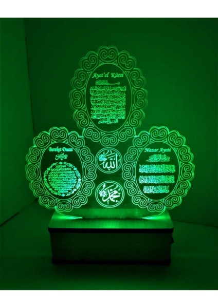 3D LED Gece Lambası Sevgiliye Hediye Masa Lambası Dualı Yeşil