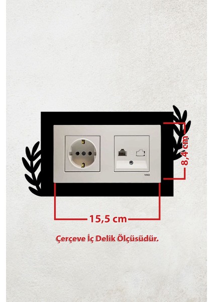 Yaprak Tasarım 2'li Priz Çerçevesi, Dekoratif Ev Süsü, Siyah, 15,5x8,4 cm fiyatları