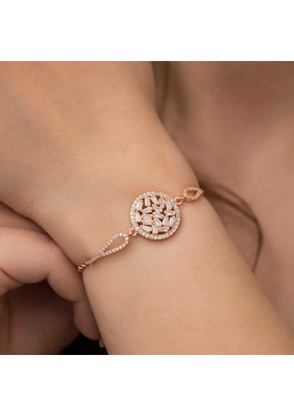 925 Ayar Gümüş Rose Baget Taşlı Bileklik (T5273) (491491) fiyatları