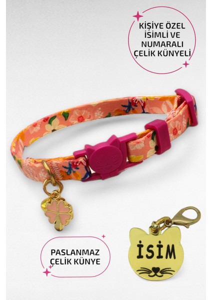 Güvenlik Kilitli Kedi Tasması, Isimli Kedi Tasması, Kedi Isimlik, Kedi Künyesi, Safety Click