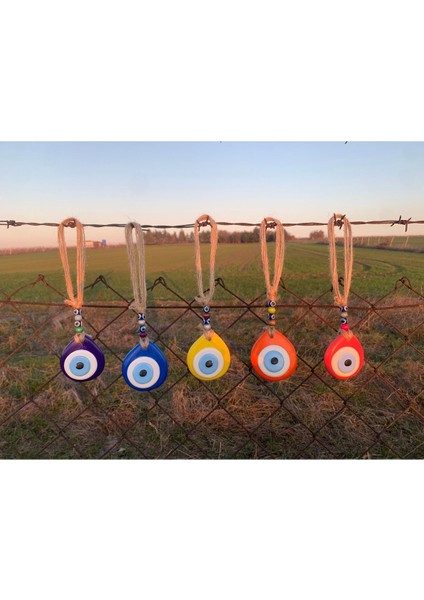 Renkli Nazar Boncuklu Damla Desen El Yapımı Duvar Süsü 3'lü Set modelleri