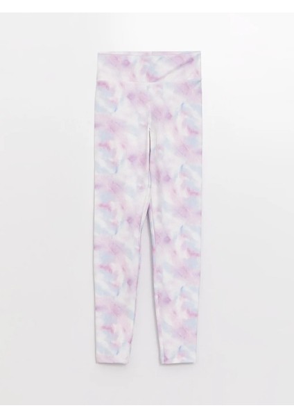 Batik Desenli Yüksek Bel Spor Tayt