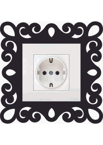 Ahşap Siyah Dekoratif Priz Kenarı Süsü, Şık ve Modern Tasarım
