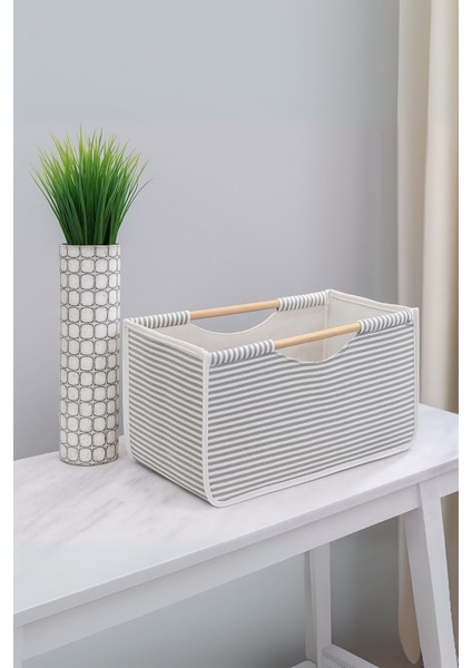 Tahta Saplı Kumaş Saklama Kutusu – 32 x 17 x 18 cm