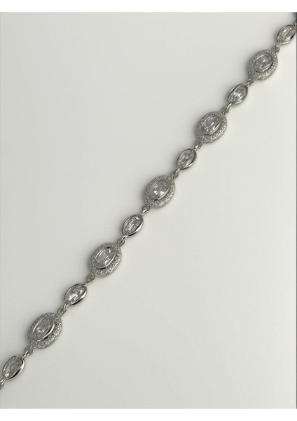 925 Ayar Gümüş Oval Tam Tur Bileklik Kadın