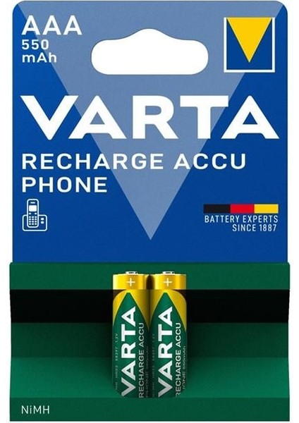 Ni-Mh 1.2 Volt 550 Ma HR03 Aaa Şarjlı 2'li Ince Kalem Pil 56663