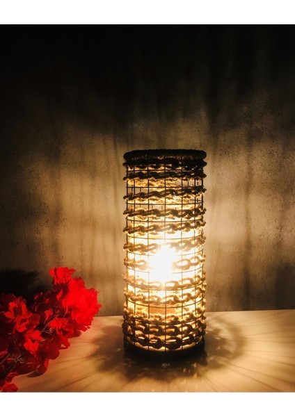 Renkli Hasır Örgü Masaüstü Aydınlatma 30 cm Abajur