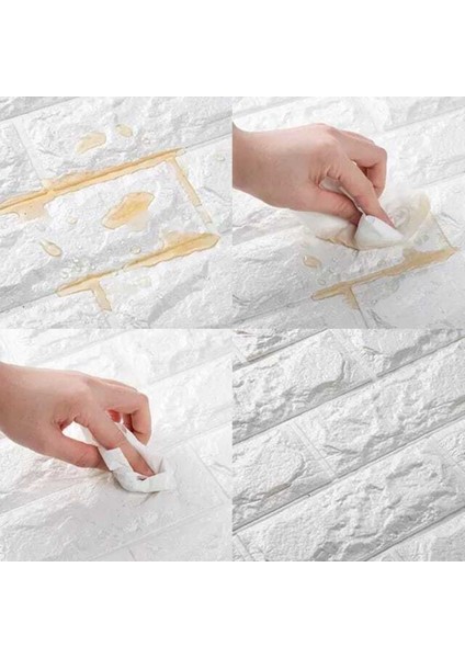 Yapışkansız Köpük Esnek Taş Tuğla Panel Duvar Kaplama Beyaz