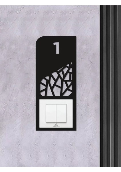 Siyah Dekoratif Kapı Zili Çerçevesi, Numara Yazdırılabilir, Şık ve Kullanışlı Tasarım