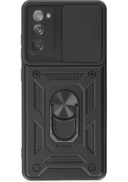 Samsung Galaxy S20 Fe Kılıf Pars Lens Yüzüklü Silikon - Siyah