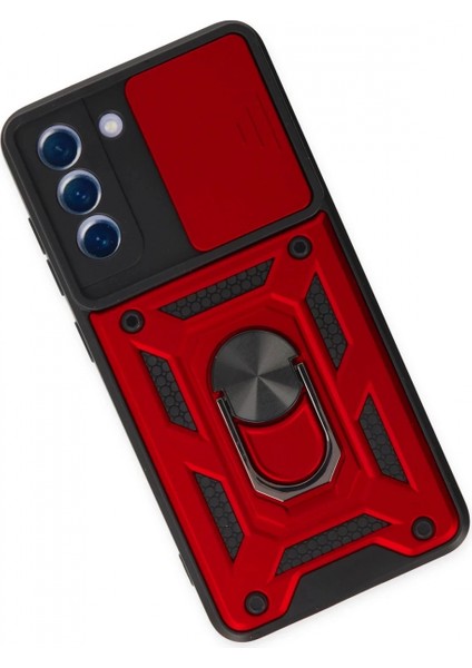 Samsung Galaxy S21 Fe Kılıf Pars Lens Yüzüklü Silikon - Kırmızı modelleri