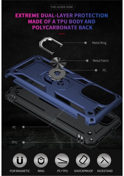 Xiaomi Poco F3 Kılıf Sofya Yüzüklü Silikon Kapak - Lacivert indirimleri