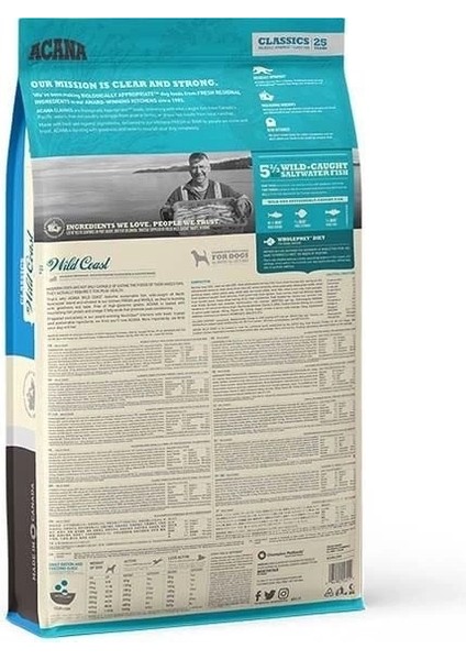 Acana Classics Wild Coast Düşük Tahıllı Balık Sebzeli Yetişkin Köpek Maması 14.5 kg fiyatları
