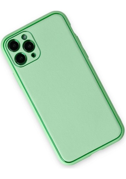 iPhone 11 Pro Kılıf Coco Deri Silikon Kapak - Açık Yeşil modelleri