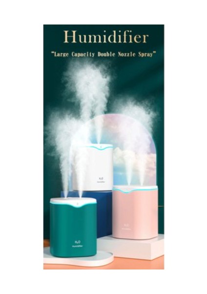 2000 ml Büyük Kapasiteli Çift Sprey Nemlendirici USB Ev Sessiz Su Yenileyici Bir Püskürtücü 2l Hava Temizleme Cihazı Su Difüzörü Ofis