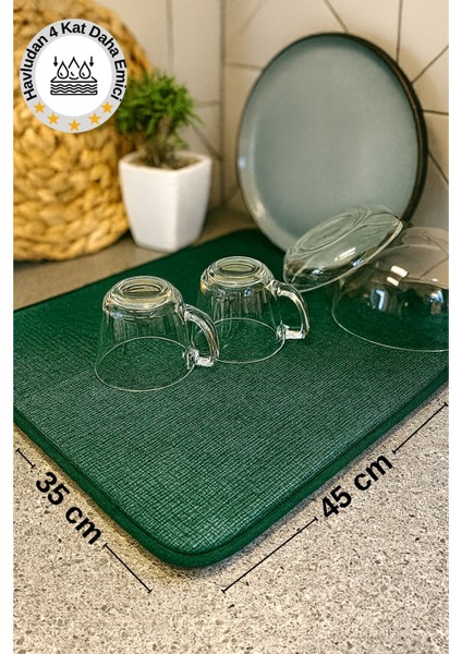 Süper Emici Bulaşık Kurutma Matı, Tezgah Üstü Bulaşıklık, Yeşil fiyatları