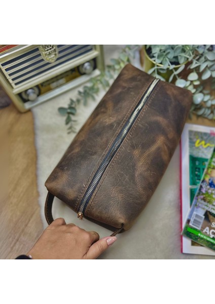 Panacea Dopp Kit / Hakiki Deri Seyahat % El Çantası