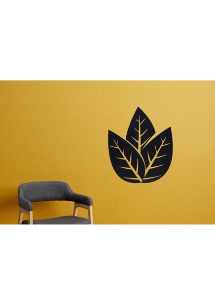 Siyah 3'lü Yaprak Ahşap Duvar Dekor Tablo Seti modelleri